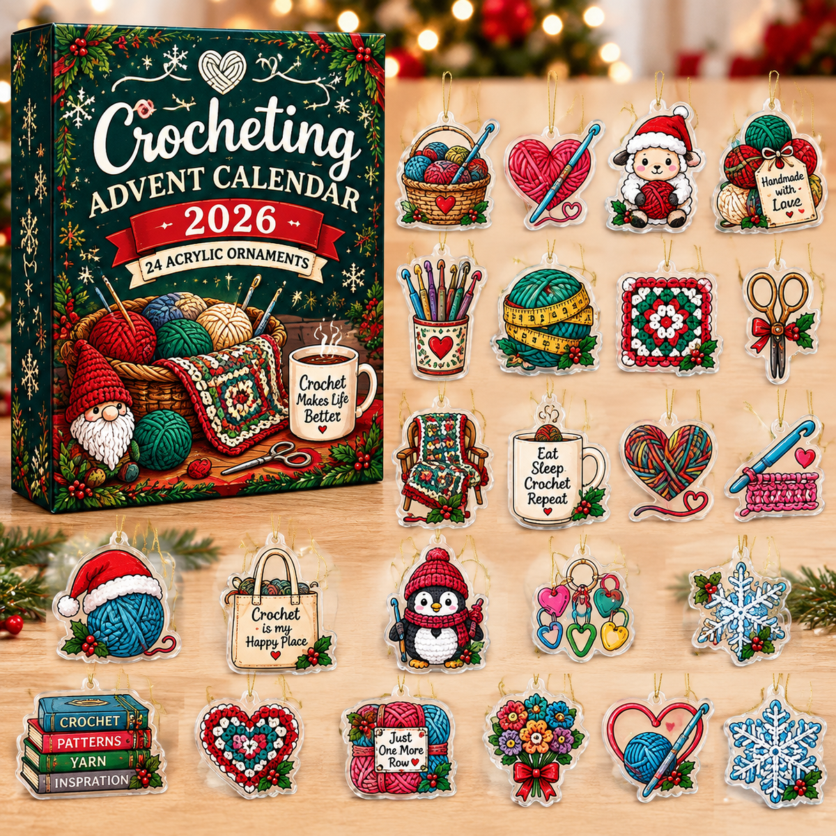 Crocheting Christmas  HG Advent Calendar 2026 Acrylic Ornament Countdown Blind Box Holiday Gift