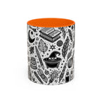 Mystical Themed Accent Coffee Mug, Witchy Mug, Black and White Design, Ideal Gift for Witches, Halloween Decor, Cozy Vibes, Coffee Lovers LTN
