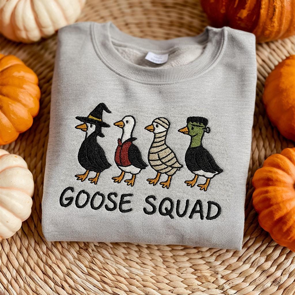 Goose Squad , Spooky Goose Embroidered Sweatshirt Halloween
