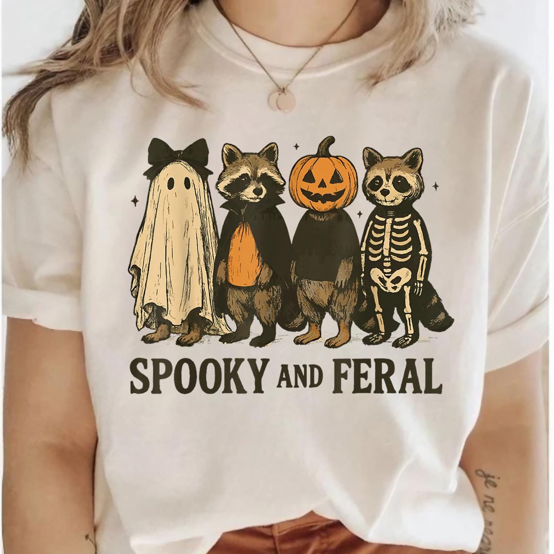 Spooky And Feral Raccoon NVA, Halloween Raccoon Shirt, Cute Raccoon Ghost tshirt, Feral Girl Shirt Design, Halloween Shirt