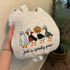 Spooky Goose Embroidered Sweatshirt KMH Halloween Spooky Season Embroidery Geese Fall Autumn