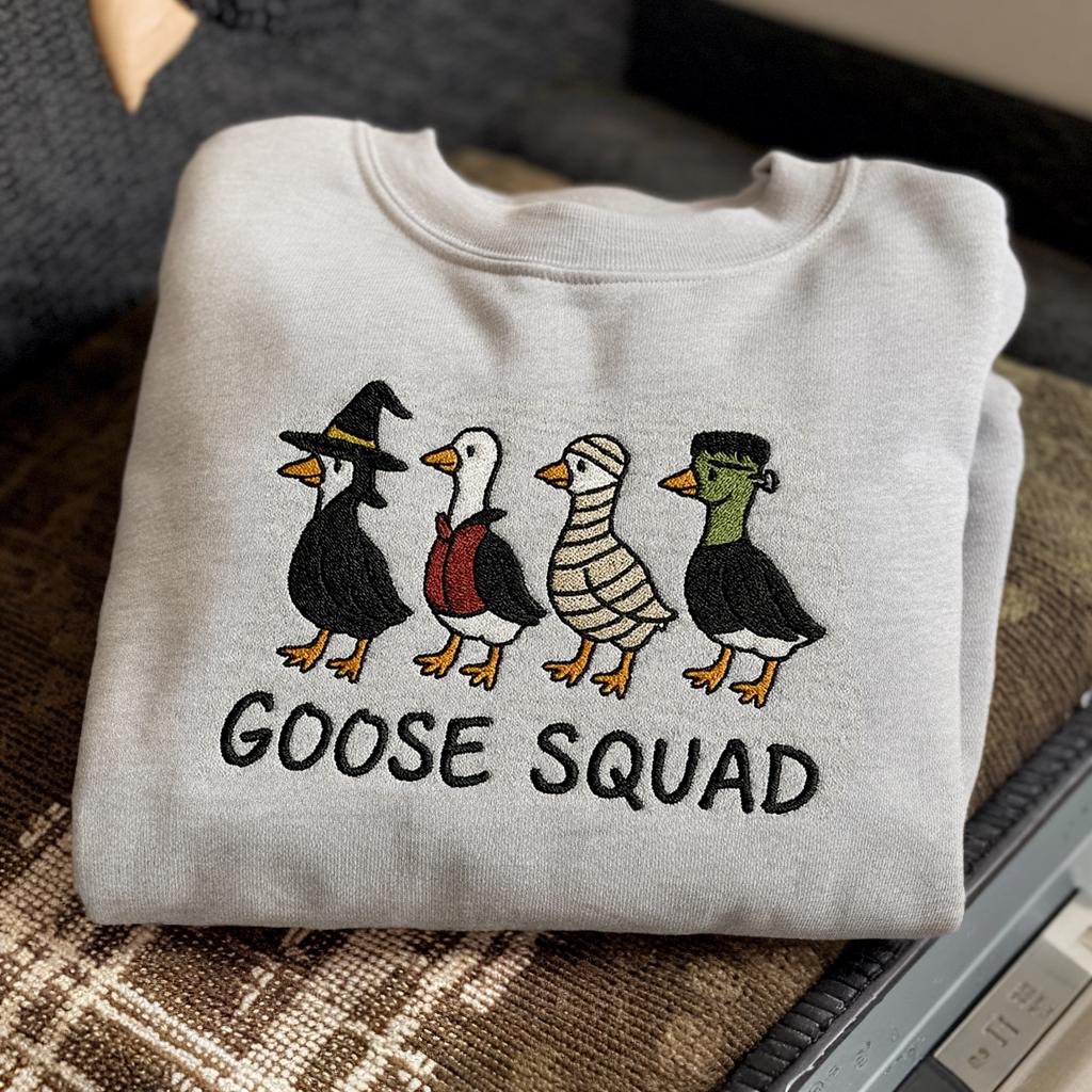 Goose Squad , Spooky Goose Embroidered Sweatshirt Halloween