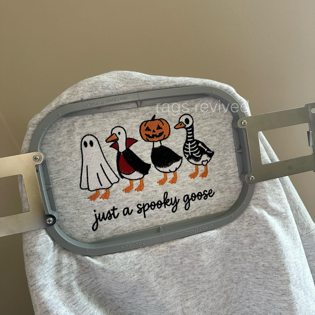 Spooky Goose Embroidered Sweatshirt  KMH Halloween Spooky Season Embroidery Geese Fall Autumn