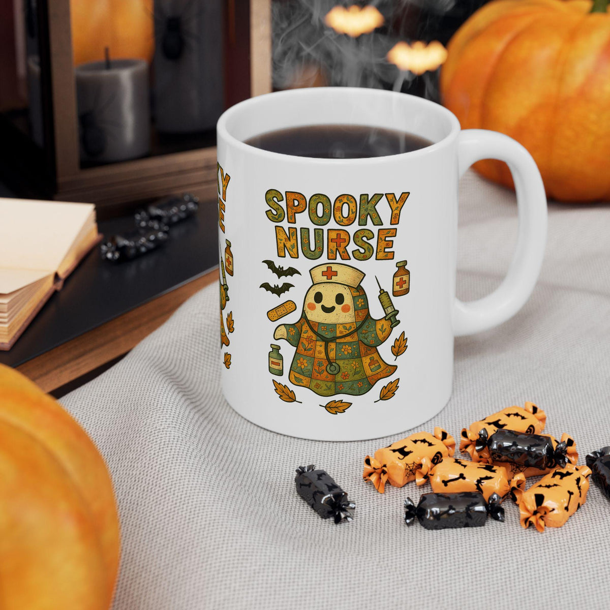 Spooky Nurse Halloween Mug: Funny Fall Coffee Cup for Medical Workers LTN