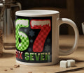 6 7 Christmas Jumbo Mug, Festive Holiday Coffee Cup, White Elephant Xmas Gift LTN
