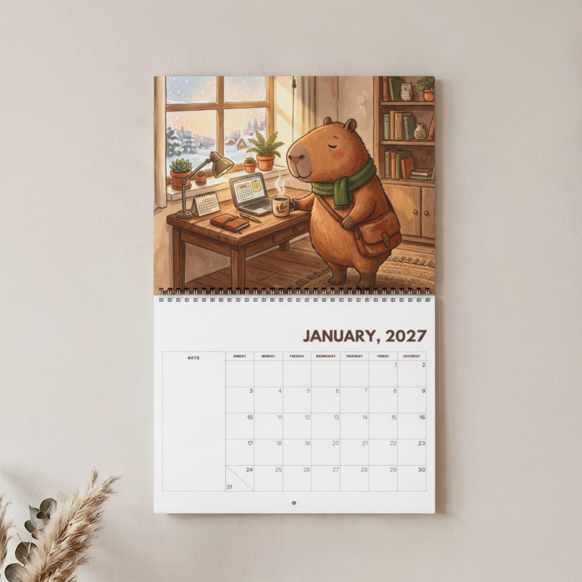 Office Capybara 2027 Wall Calendar, Funny Office Calendar, Cute Capybara Gift, Work Desk Decor, Coworker Gift, Office Humor