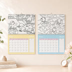 2027 Coloring Book Wall Calendar, Cute Bear Scenes, 11x17 Spiral Monthly Planner