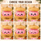 Personalized Glitter Dumpling Ornament, Custom Name Kawaii Dumpling Christmas Ornament, Dumpling Lover Gift, Kids Holiday Keepsake