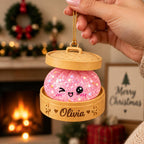 Personalized Glitter Dumpling Ornament, Custom Name Kawaii Dumpling Christmas Ornament, Dumpling Lover Gift, Kids Holiday Keepsake
