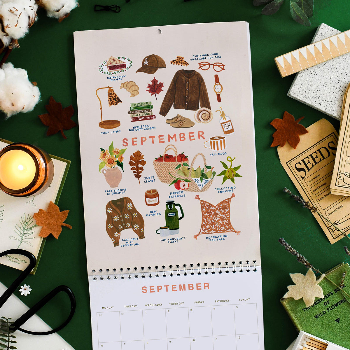 Calendar, 2027 Slow Living Calendar, Monthly Calendar, Wall Calendar, Illustrated 12 Month Calendar, Gift for her, Wall Decor, Cottage Core