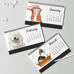 2027 Watercolor Cats & Dogs Desk Calendar | Monthly Pet Desktop Calendar