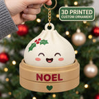Personalized Squishy Dumpling Ornament, Dumpling 3D Printed Keychain, Squishy Keychain Charm, Kawaii Bao Steamer, Christmas 2026