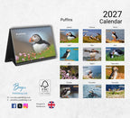 Puffins Desk Calendar 2027-2028: Standing Flip Desktop Calendar with Thick Paper (15.25cm x 22cm - similar to A5)