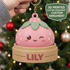 Personalized Squishy Dumpling Ornament, Dumpling 3D Printed Keychain, Squishy Keychain Charm, Kawaii Bao Steamer, Christmas 2026