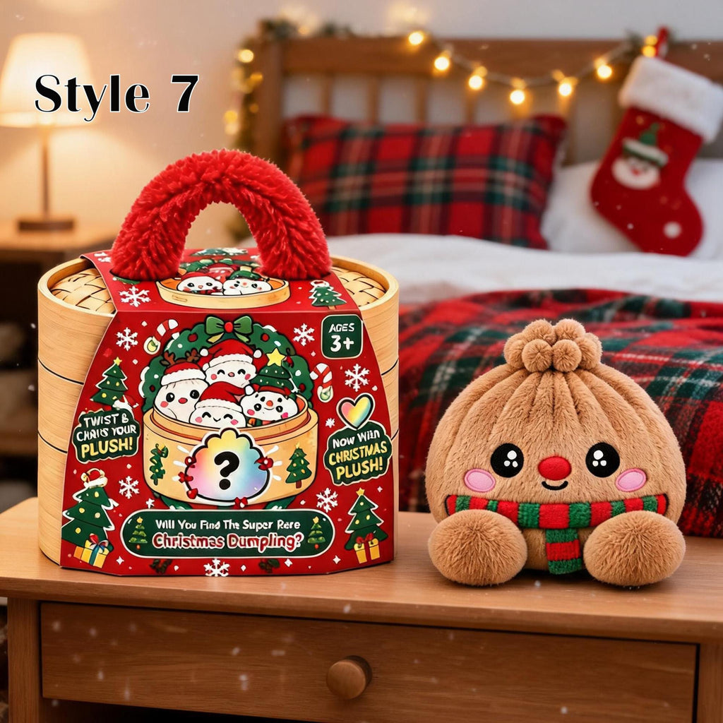 Christmas Dumpling Plush, Cute Squishy Bao Plushy, Kawaii Xmas Stuffed Animal, Holiday Gifts for Kids, Plush Dumpling,Stuffed Home Decor
