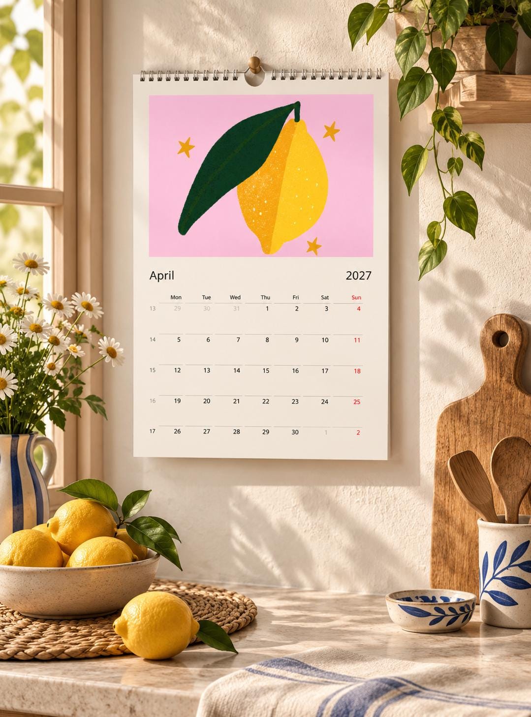 2027 Wall Calendar | Colourful Illustrated Calendar | Modern Art Calendar | Kitchen & Home Office Decor | Gift for Art Lovers